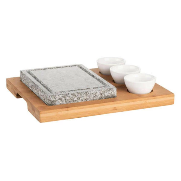 Maeser Grillstein-Set Inkl. 3 Dipschalen Und Bambus Holzplatte - Zubehör Raclette Und Fondue 3 Maeser Grillstein-Set Inkl. 3 Dipschalen Und Bambus Holzplatte - Zubehör Raclette Und Fondue