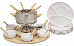 Kadastar Fleischfondue-Set Claudia 28 Teile, Braun/Edelstahl/Weiss - Fondue Set