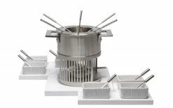 Nouvel Fleischfondue-Set Stripes 24 Teile, Silber/Weiss - Fondue Set