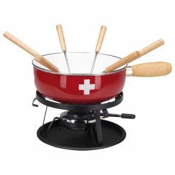 Nouvel LTD Käsefondue-Set CH-Kreuz, 9-teilig, Rot/weiss - Fondue Set